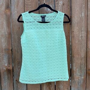 Doncaster Women’s Mint Green Lace Eyelet Sleeveless Blouse Shirt Size 2